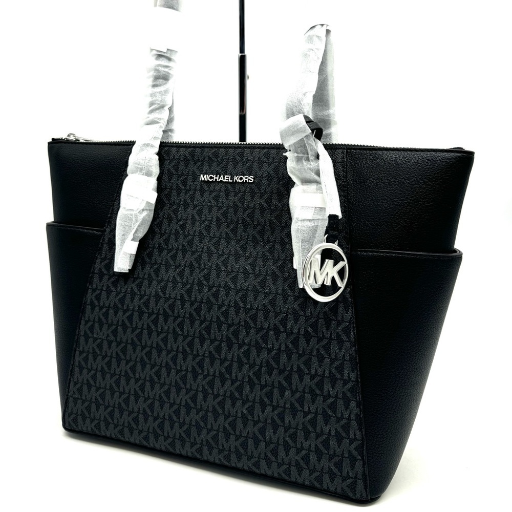 Michael Kors Large Charlotte TZ Tote Bag Black/Gold